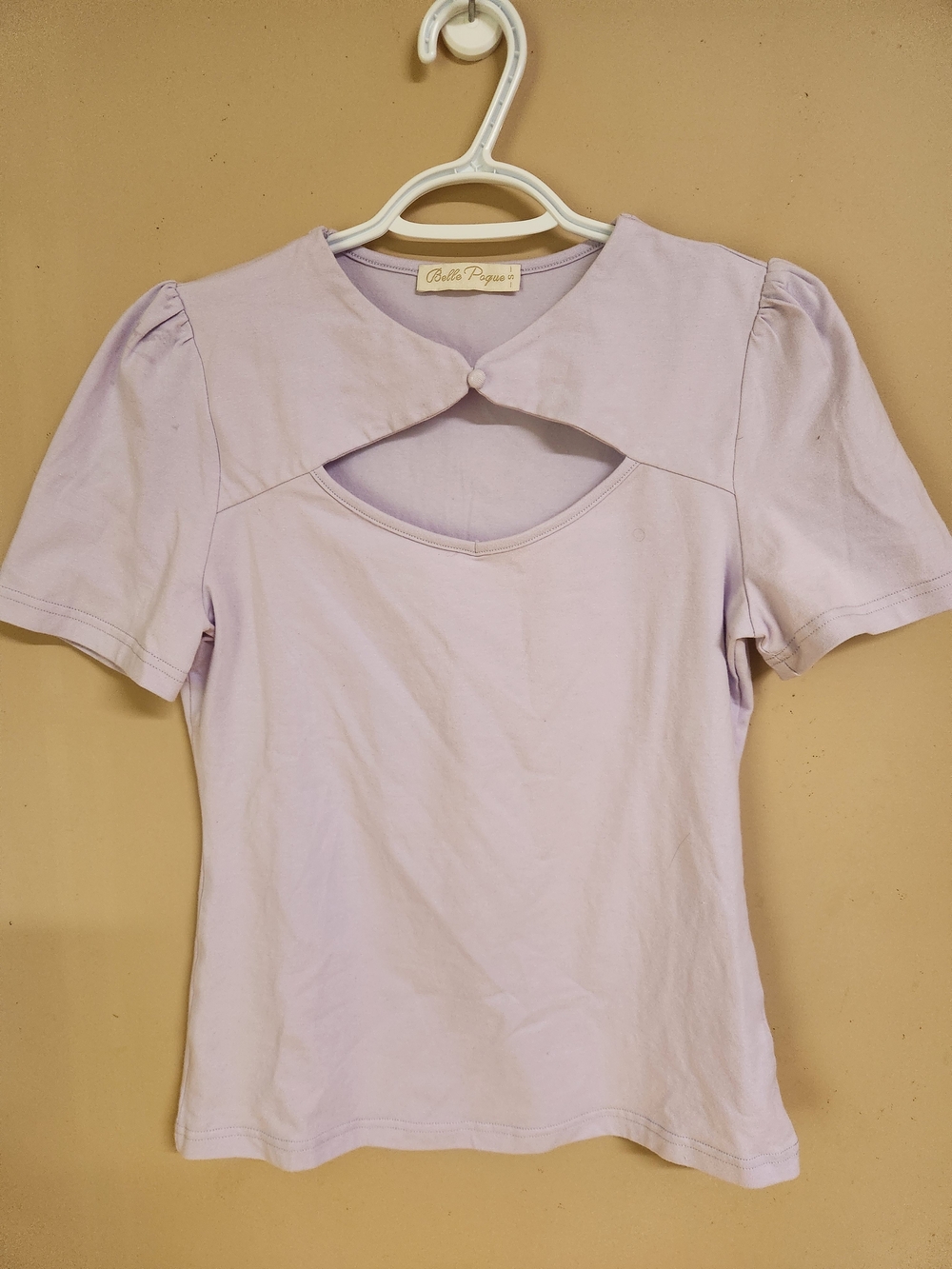 Belle Poque Lavender Short Sleeve Top with Front Cutout